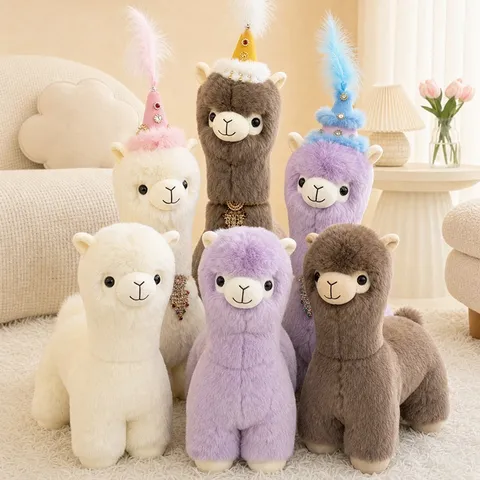 Lindo Peluche De Alpaca Animal De Peluche Muñeca Suave Almohada De Oveja Con Decoración De Sombrero Opcional Para Niños Y Adultos