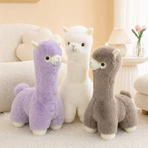 Lindo Peluche De Alpaca Animal De Peluche Muñeca Suave Almohada De Oveja Con Decoración De Sombrero Opcional Para Niños Y Adultos