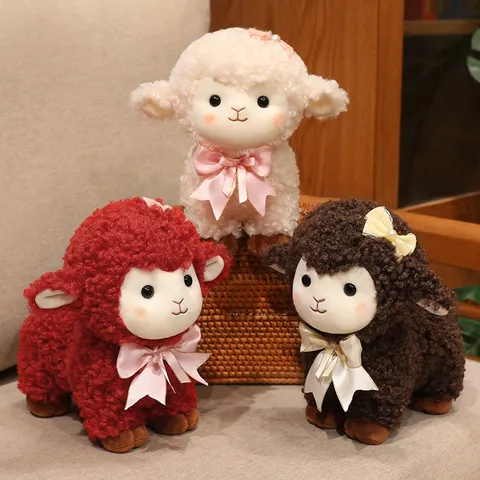 Schattig Krullend Schaap Pluche Speelgoed Genezende Ranch Lam Gevuld Dier Poep Zachte Pluizige Metgezel Voor Kinderen Verjaardagscadeau