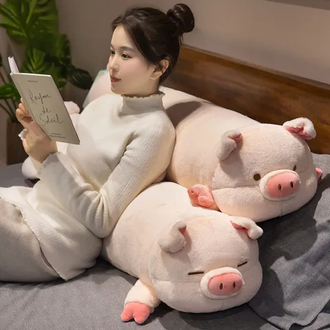 Cute Pig Plush Pillow Soft Stuffed Animal Long Body Pillow Hugging Bed Cushion Cartoon Animal Toy Gift