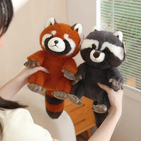 Cute Simulation Raccoon And Red Panda Plush Toy Stuffed Animal Doll Soft Fluffy Pillow Home Decor Gift