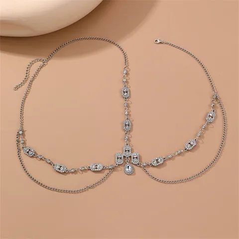 Vintage Boho Kristal Voorhoofdketting Haaraccessoires Strass Kunstparel Kwast Hoofdtooi Bruid Haarjuwelen voor Vrouwen