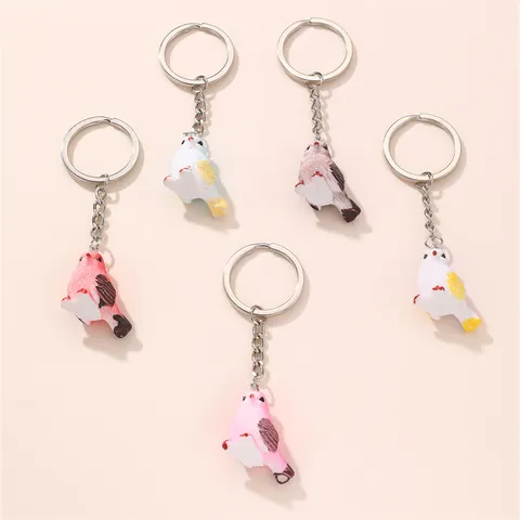 Cute Cartoon Animal Keychain Set Acrylic Duck Bird Key Ring For Couples Friends Bag Pendant Car Key Accessories