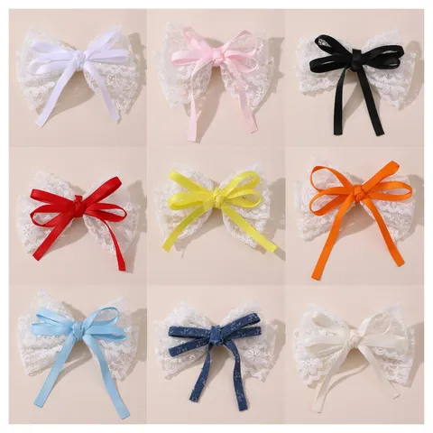 Leuke Kinderen Kant Strik Lint Haarspeld Schattige Meisjes Haaraccessoires Dagelijkse Haarspeld Decoratieve Hoofdtooi