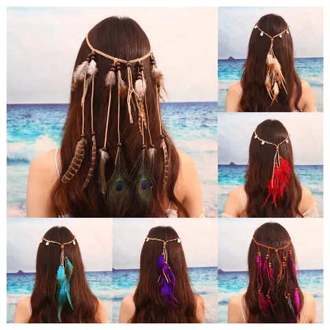 Bohemian Pauwenveer Hoofdband Etnische Indische Haaraccessoires Vakantie Reizen Haarband Voor Vrouwen