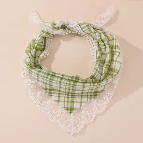 Bloemen Kant Driehoek Haarband Fris Zoete Haar Sjaal Ruit Print Haarband Schattige Haaraccessoires Voor Dames Dagelijks