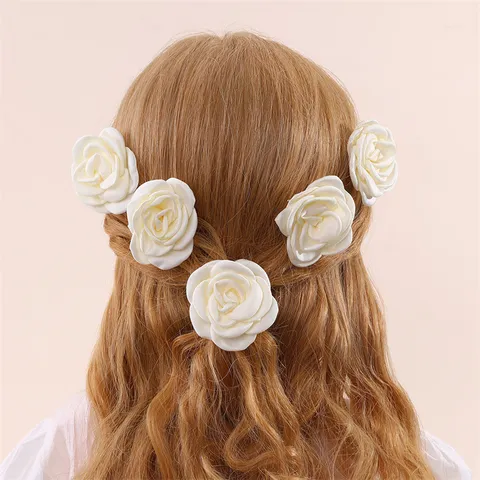 Herfst Winter Stof Roos Bloem Haarspeld Eendensnavel Clip Elegante Zijkant Pony Haarspeld Vrouwen Haar Accessoires
