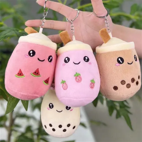 Schattig Pluche Speelgoed Melkthee Kop Capibara Burger Friet Hanger Sleutelhanger Zacht Gevuld Dier Tas Bedel