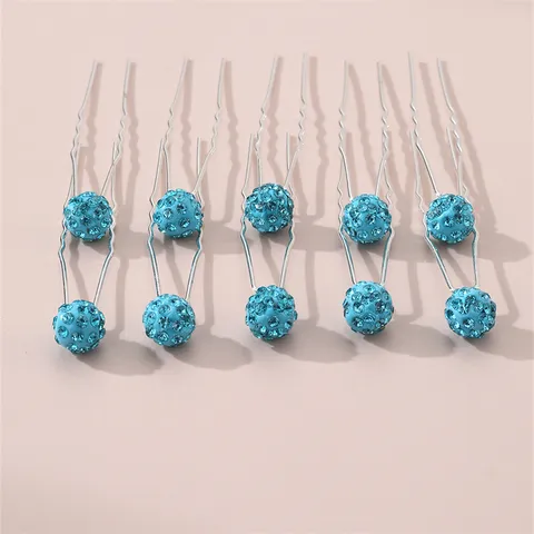 Schattige Ronde Bal Strass U-Vormige Haarspeld Metalen Haarklem Voor Vrouwen Dagelijkse Styling Haaraccessoires