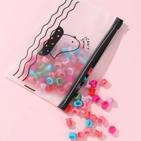 Women Fashion Colorful Plastic Hair Clips Small Hair Claw Dreadlocks Beads Hair Accessories Decorative Styling Set