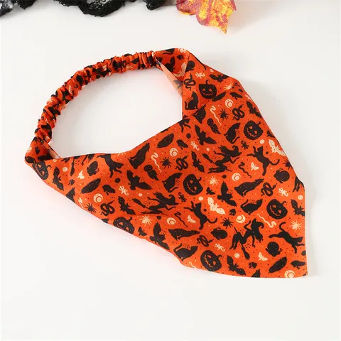 Halloween Hoofdband Stof Bedrukt Schedel Pompoen Spook Haarband Elastische Haaraccessoires Voor Vrouwen Feest Festival