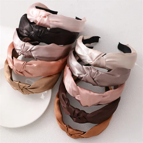 Women Fashion Solid Color Fabric Headbands Ten Piece Set Minimalist Casual Knitted Hair Bands Elegant Hair Accessories For Daily Wear
