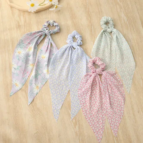 Bloemen Lint Haarelastiek Zijden Sjaal Koreaanse Stijl Bloemen Haarelastiek Lang Lint Haaraccessoires Voor Vrouwen Meisjes Dagelijks