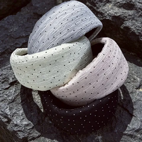 Chiffon Pleated Wide Headband For Women Polka Dot Hair Hoop Casual Daily Hair Accessories