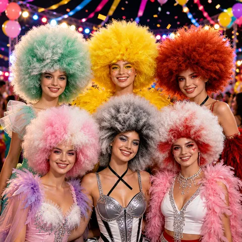 Gradient Afro Voluminous Curly Wig Synthetic Rainbow Color Party Cosplay Wig For Women Men Carnival Dress Up