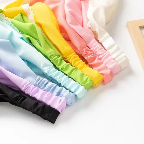 Effen Kleur Kant Afwerking Driehoek Sjaal Elastische Haarband Vrouwen Mode Haaraccessoires Zoete Hoofddeksels Dagelijkse Hoofdsjaal