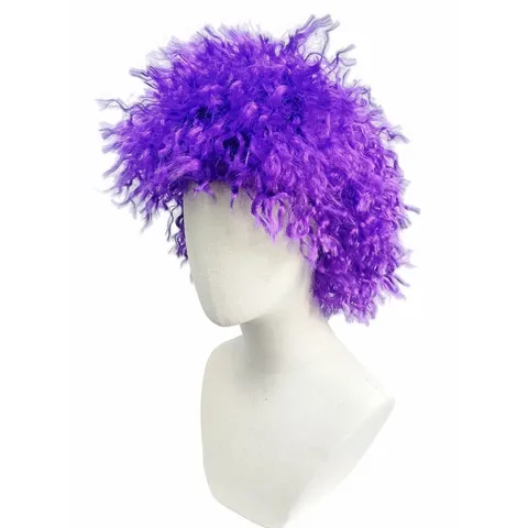 Purple Afro Wig Fluffy Curly Hair Clown Wig For Halloween Cosplay Party Fancy Dress Fan Cheering Costume Accessories