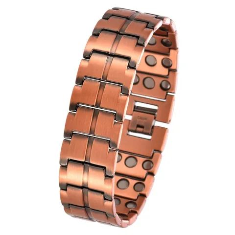 Pure Copper Magnetic Triple Strand Link Bracelet Vintage Retro Anti-Fatigue Health Bracelet For Men Women Jewelry