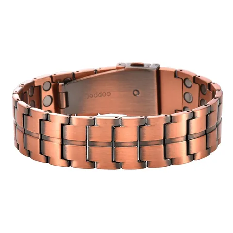 Pure Copper Magnetic Triple Strand Link Bracelet Vintage Retro Anti-Fatigue Health Bracelet For Men Women Jewelry