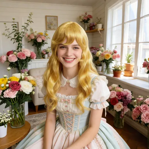 Lange Blonde Lockige Perücke Lange Wellenförmige Cosplay Perücke Hitzebeständige Synthetische Haare Für Halloween Party Anime Kostüm Damen