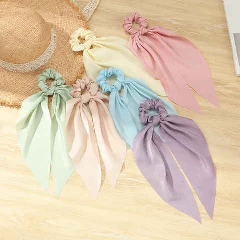 Dames Satin Lint Haarelastiekjes Lange Strik Haarelastiek Elastische Haarband Paardenstaarthouder Elegante Mode Haaraccessoires
