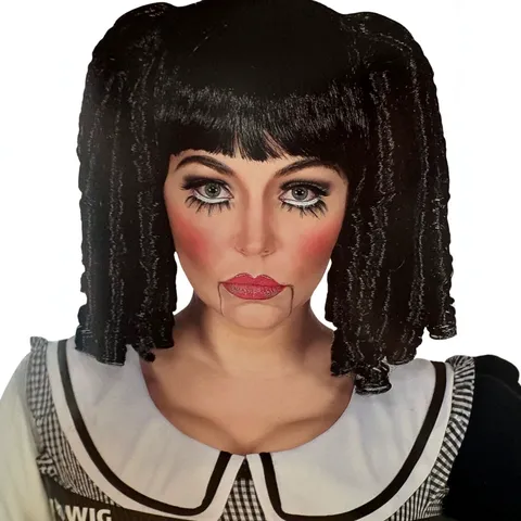 Lolita Black Double Pigtail Spiral Curls Bangs Retro Roman Doll Curly Hair Synthetic Fiber Two-Dimensional Cosplay Wig