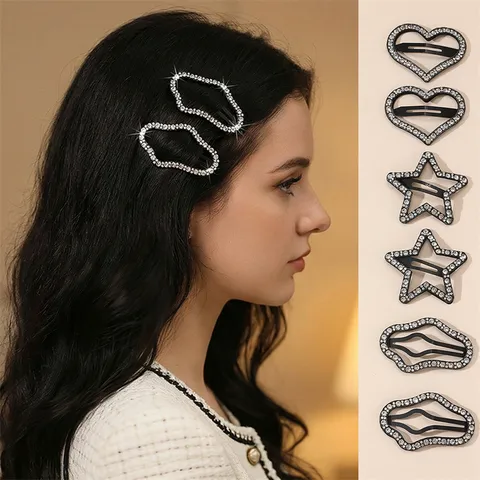 Strass Ster Hart Wolk BB Haarspelden Legering Zwarte Haarklemmen Haarstyling Gereedschap Mode Haaraccessoires Voor Vrouwen