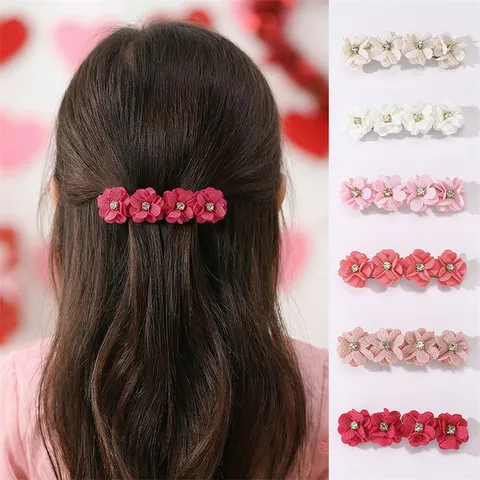 Fluwelen Haarspeld Veerklem Strass Bloem Haaraccessoires Voor Vrouwen Meisjes Haarstijl Sieraden