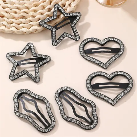 Strass Ster Hart Wolk BB Haarspelden Legering Zwarte Haarklemmen Haarstyling Gereedschap Mode Haaraccessoires Voor Vrouwen