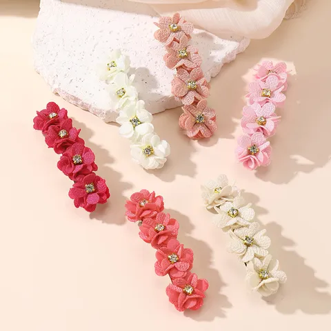 Fluwelen Haarspeld Veerklem Strass Bloem Haaraccessoires Voor Vrouwen Meisjes Haarstijl Sieraden