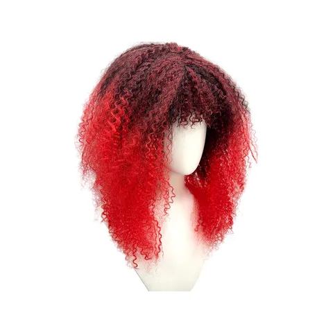 Halloween Gradient Corn Perm Wig Women Pumpkin Carnival Party Short Curly Bubble Hair Cosplay Stage Costume Wig