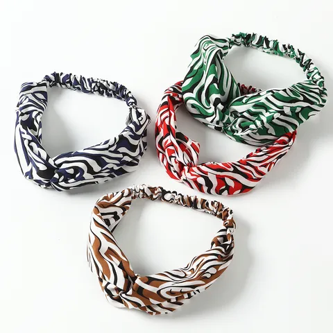 Dames Mode Dierenprint Elastische Haarband Kruis Knoop Make-up Yoga Haaraccessoires