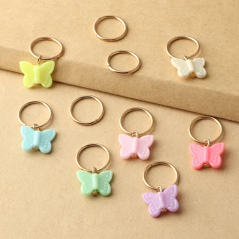 Colorful Resin Butterfly Hair Rings Metal Dreadlock Beads DIY Braiding Hair Accessories Set For Women Daily Styling