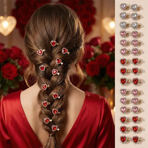 Valentijn Liefde Eendebek Haarclip Zoet Roze Rood Strass Haarspelden Voor Vrouwen Haaraccessoires