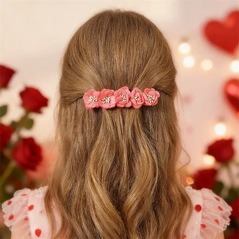 Minimalist Velvet Floral Hair Clip Sweet Fabric Flower Spring Clip Hair Accessories For Women