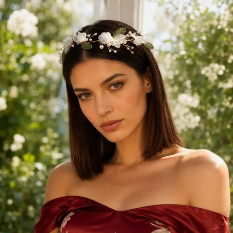 Diadema de Flores para Novia Hecha a Mano con Perlas Artificiales Accesorio Romántico para el Cabello de Boda Mujer