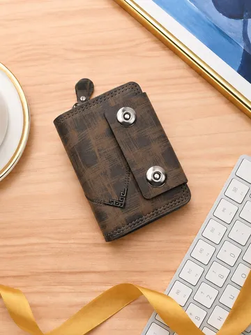 Tarjetero Acordeón de Cuero PU para Hombres Vintage Negocios Multi-Ranura Estuche de Tarjetas Cartera Organizador de Tarjetas