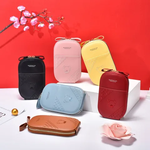 Borsa a Tracolla da Donna in Pelle PU Carina per Telefono Borsa a Spalla Portafoglio Lungo Borsa Casual Quotidiana