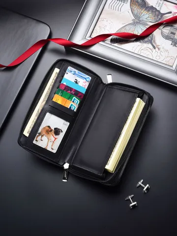 Portafoglio Lungo da Uomo Doppia Cerniera Borsa Pochette in Pelle PU Affari Casual Grande Capacità Portacarte Multiplo Telefono