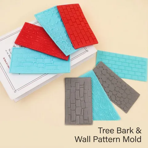 Tree Bark Wall Flower Texture Embossing Printing Mold DIY Fondant Cake Border Mold PP Baking Decoration Tool For Handmade Craft