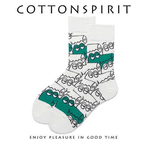 Unisex Streetwear Cartoon Crocodile Crew Socks Cotton Breathable Skateboard Sports Socks Casual Trendy Harajuku Socks