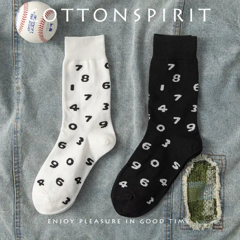 Streetwear Unisex Cotton Blend Casual Skateboard Socks Digital Print Fashion Crew Socks