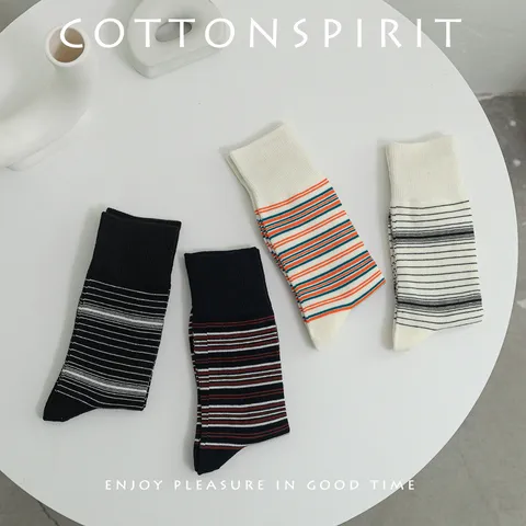 Unisex Ριγέ Κάλτσες Βαμβακερές Αναπνεύσιμες Casual Μεσαίου Ύψους Για Άνδρες Και Γυναίκες Άνοιξη Φθινόπωρο Μόδα