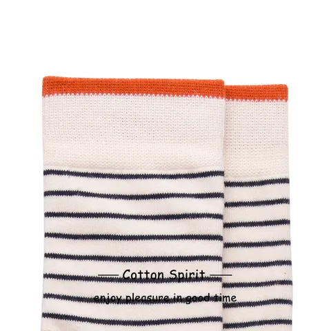 Unisex Casual Cotton Crew Socks Bold And Fine Striped Skateboard Sports Mid Calf Socks