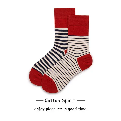 Unisex Ριγέ Κάλτσες Μεσαίου Ύψους από Βαμβάκι Casual Ζευγάρι ΑντιVαet Contrast Color Αναπνεύσιμες Άνετες Καθημερινές