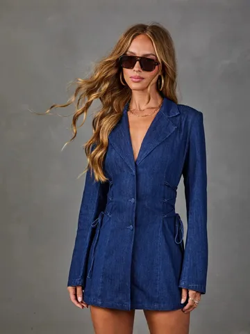 Women's Casual Cotton Blend Blazer Jacket Long Sleeve Notch Lapel Single Breasted Slim Fit Waist-Cinching Suit Outerwear