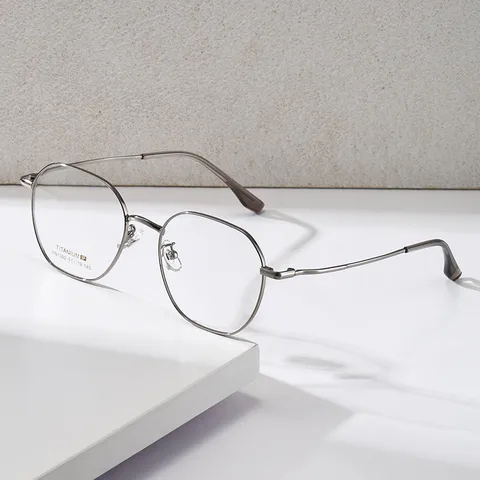 Montatura per Occhiali Leggera Minimalista in Beta Titanio Donna Uomo Poligono Retro Occhiali Ottici