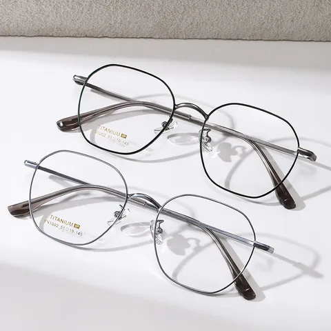 Montatura per Occhiali Leggera Minimalista in Beta Titanio Donna Uomo Poligono Retro Occhiali Ottici
