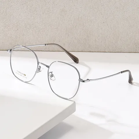 Montatura per Occhiali da Vista Tondi in Titanio Leggero Anti-Luce Blu Uomini Donne Business Casual
