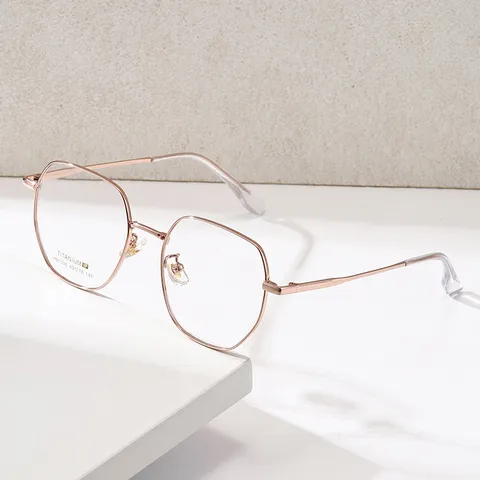 Montature per Occhiali da Ottica in Lega di Titanio Poligono Moda Coreana Donna Uomo Occhiali Leggeri Retro